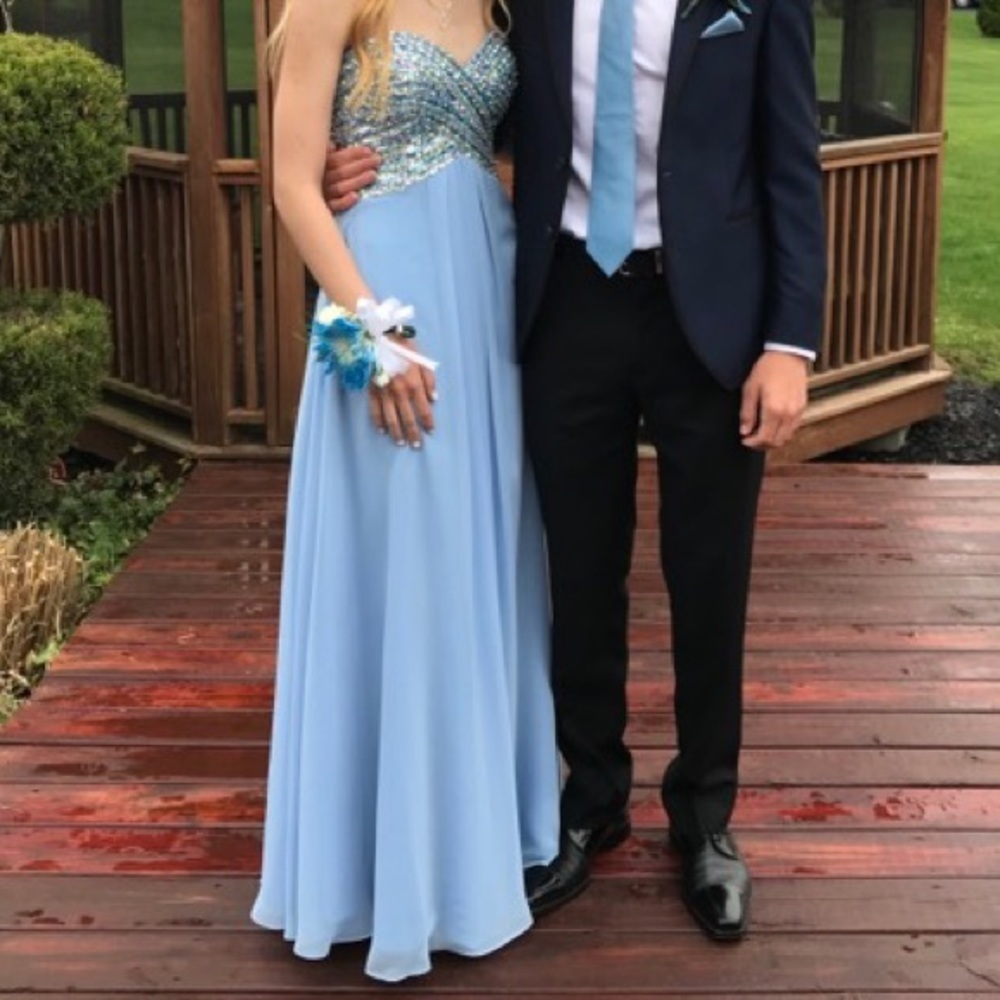 Light Blue Strapless Prom Dress